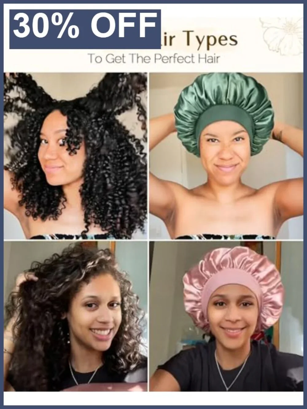 Satin Sleep Bonnet for Women, Double Layer, One Size, Hair Care